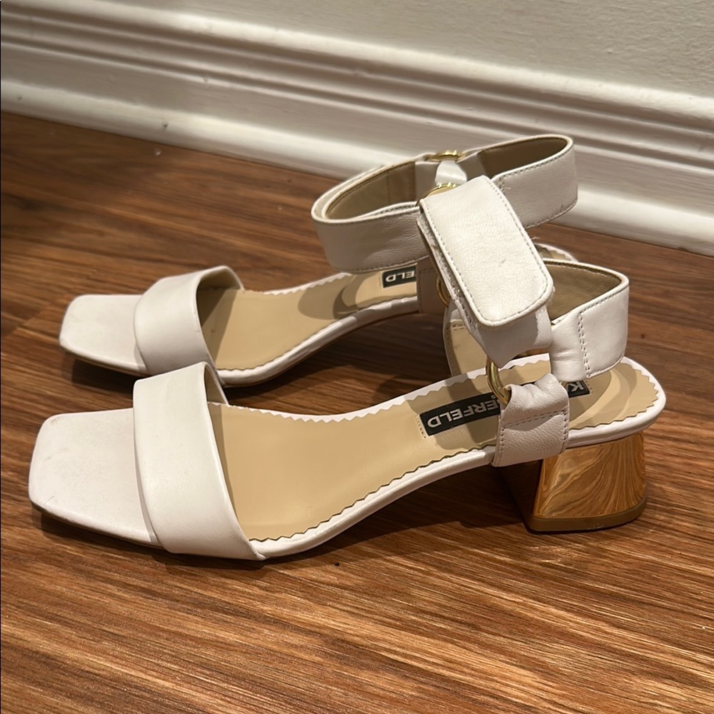 Karl Lagerfeld White and Gold Heels
